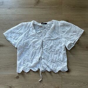 White Eyelet Women Top
